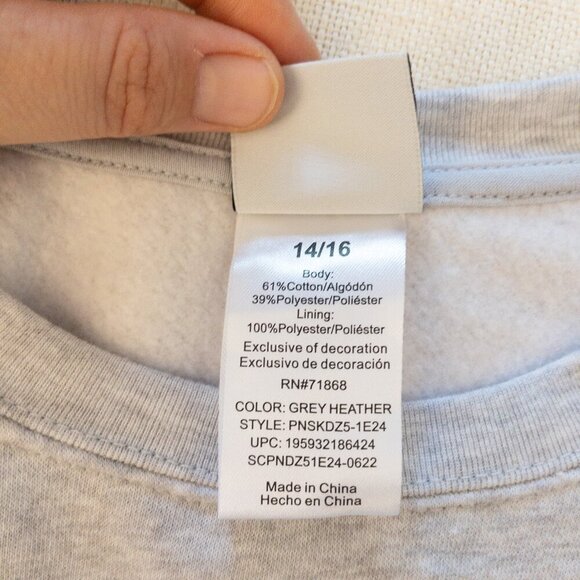 Peanuts Light-Up Christmas Sweatshirt XX-Large Kids 14/16 Grey Heather - Picture 5 of 7